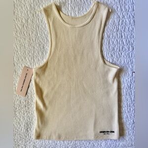 Orseund Iris Cream Ribbed Tank with Subtle Logo